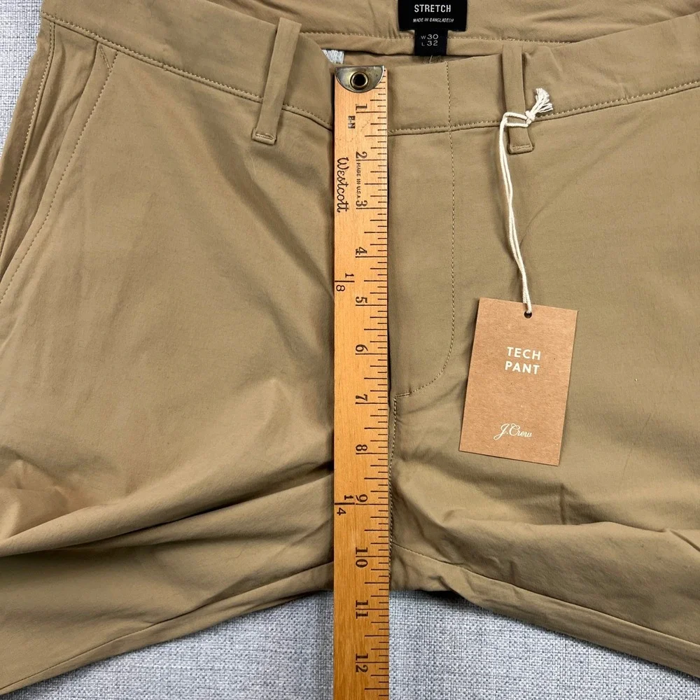 J. Crew 484 Slim Stretch Tech Pants Men 30x32 Khaki Water Resistant Commuter NWT